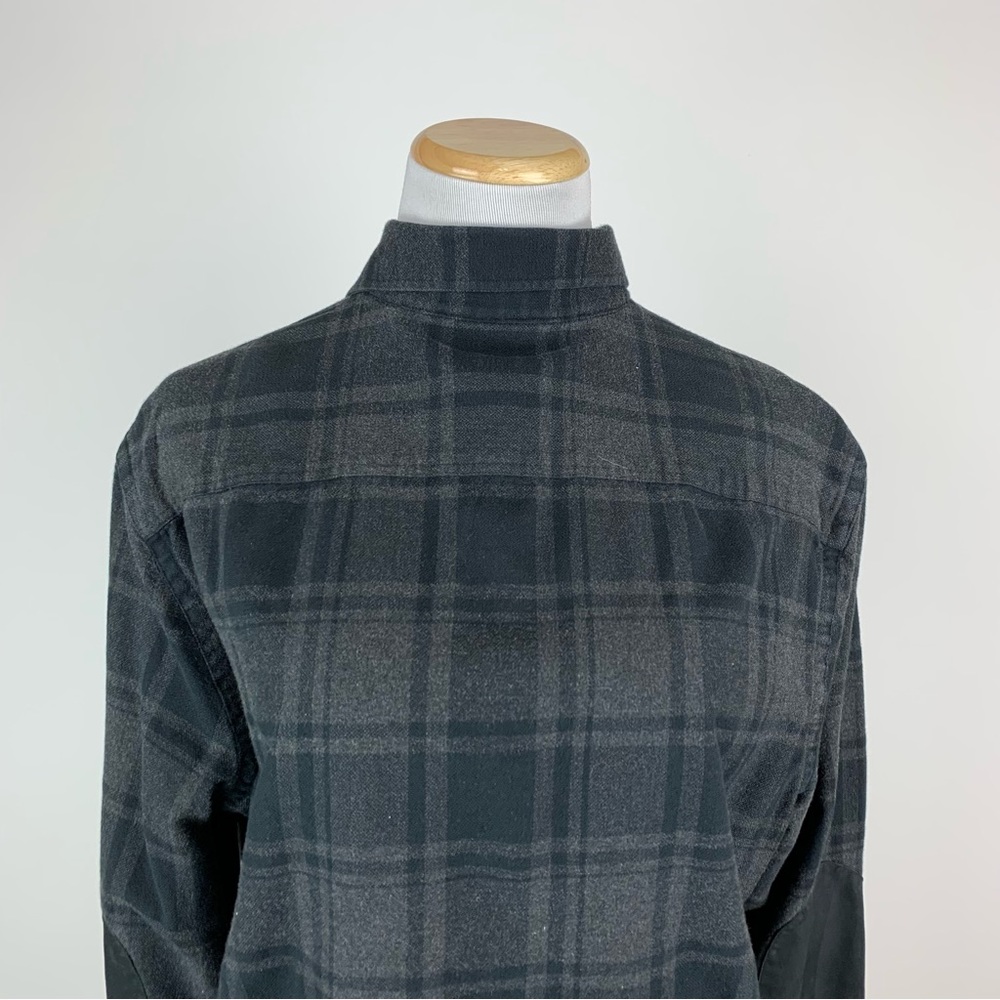 John W Nordstrom Black Plaid Elbow Patch Button Down Shirt Medium - Picture 5 of 9